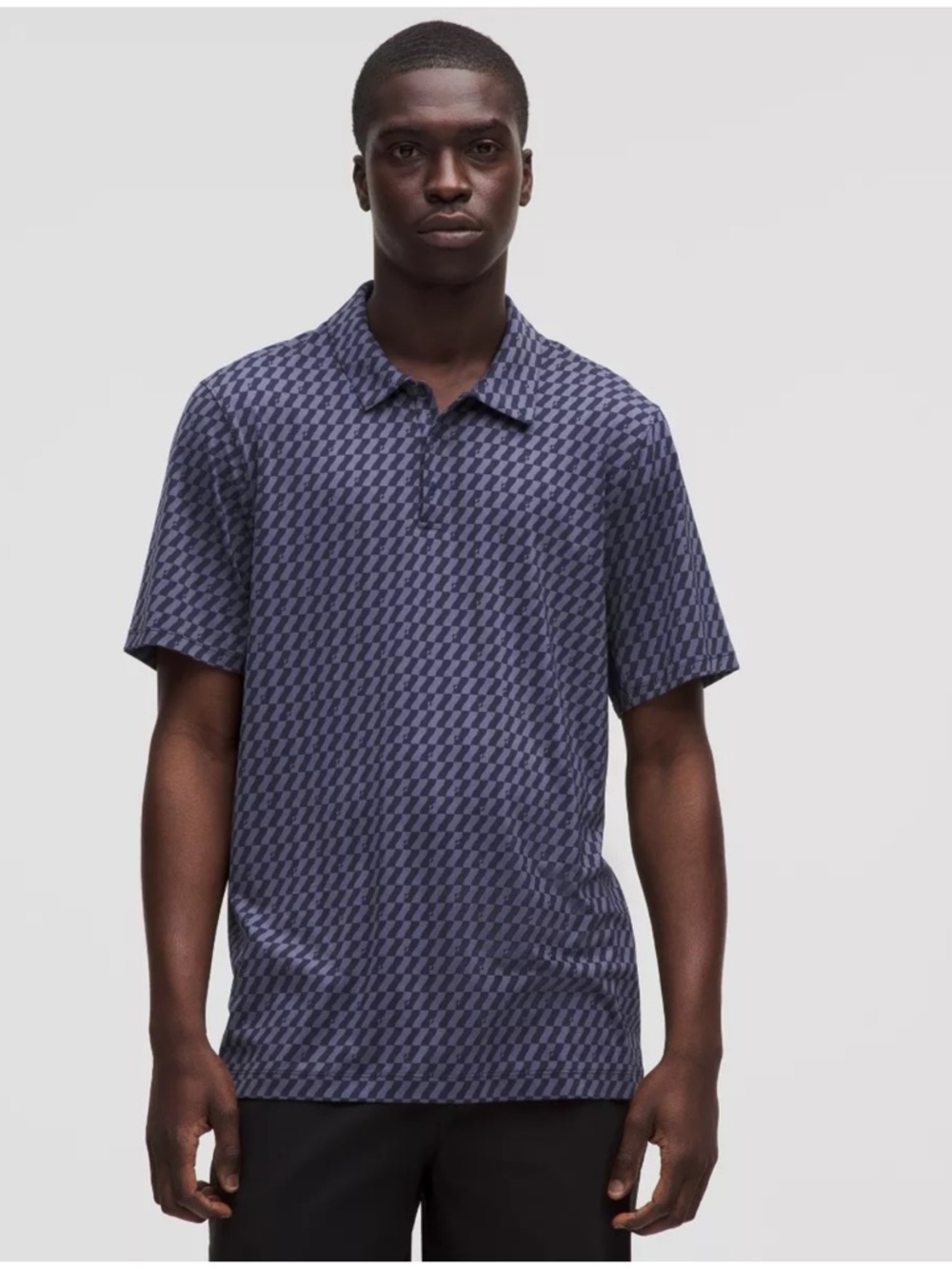Mens Lululemon Sport Short Sleeve Patterned Polo Shirt Size Large Like NEW